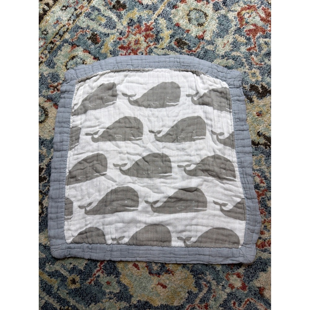 Milkbarn Lovey Kids Grey Whale Print Muslin Soft EUC